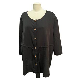 BloomChic Round Neck DrawString Waist Gold Button Down Blouse Sz 18/20 (2XL) Wom